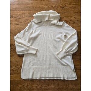 By Anthropologie Womens XL Ivory Knit Turtleneck Tunic Sweater Cozy Soft